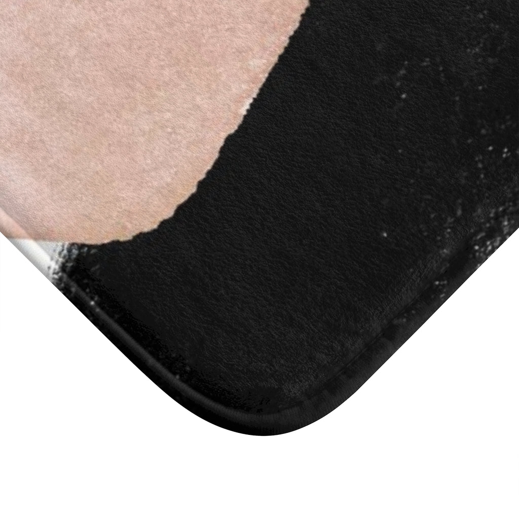 Abstract Boho Bath Mat | Pink Black Gold