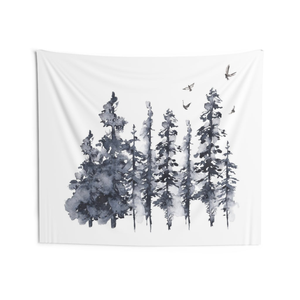 Floral Tapestry | White Indigo Blue Forest