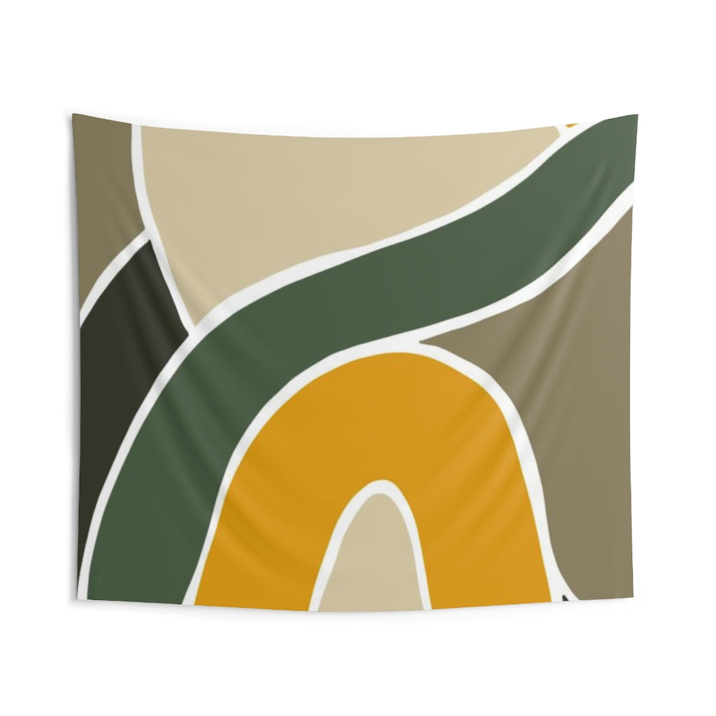 Abstract Tapestry | Khaki Green Yellow