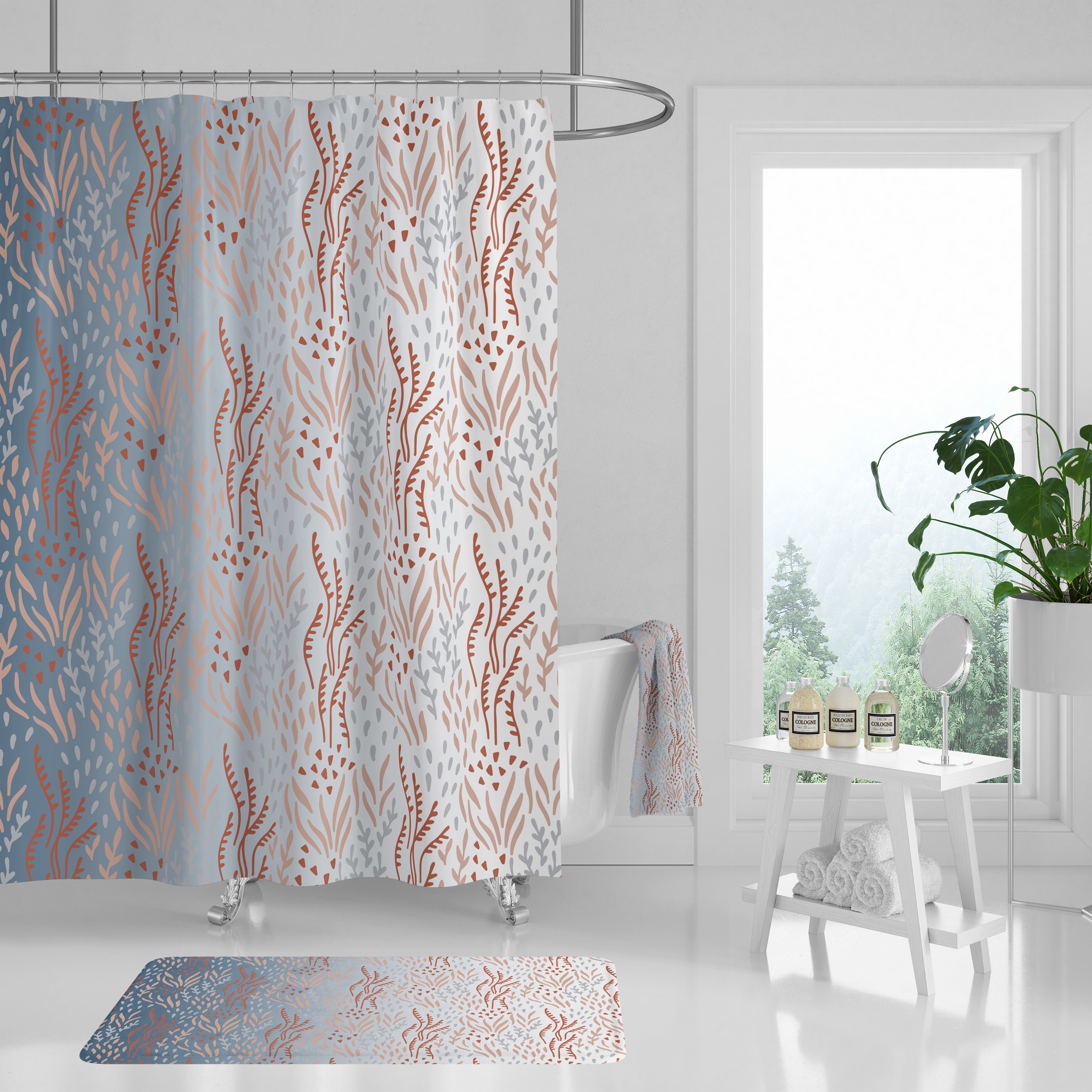 Floral Bath Mat | Blue Ombre
