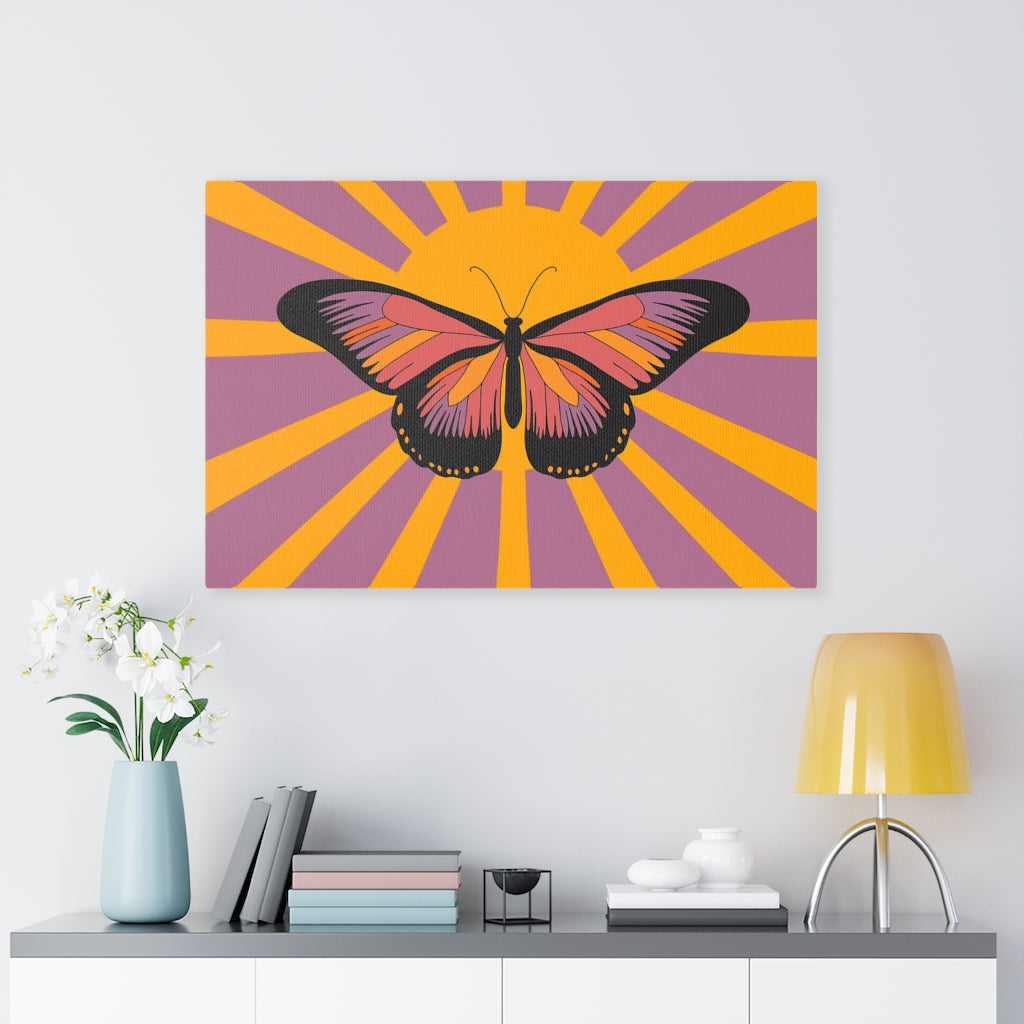 RETRO WALL CANVAS ART | Orange Purple Butterfly