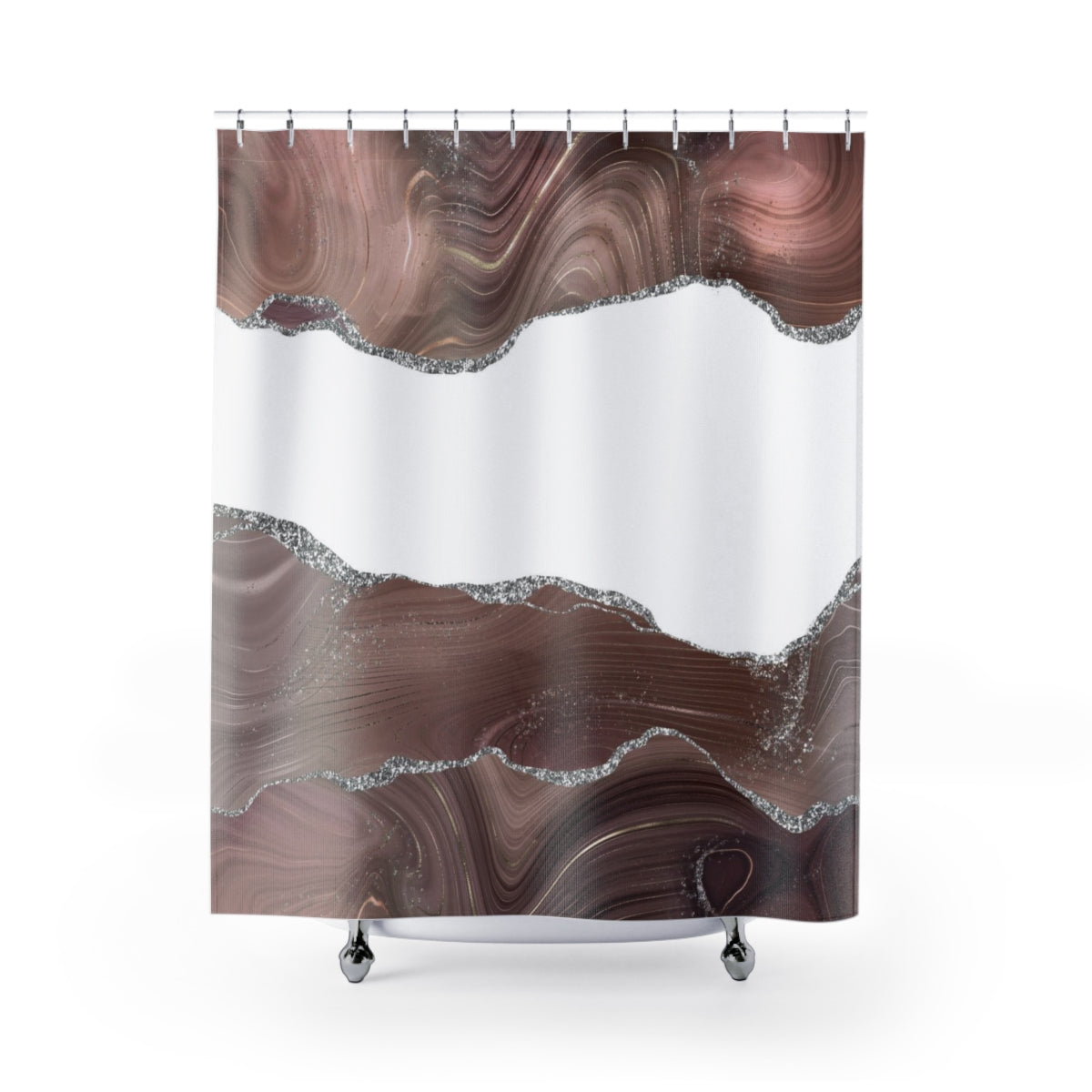 Agate Marble Shower Curtain | Mauve Silver Earth