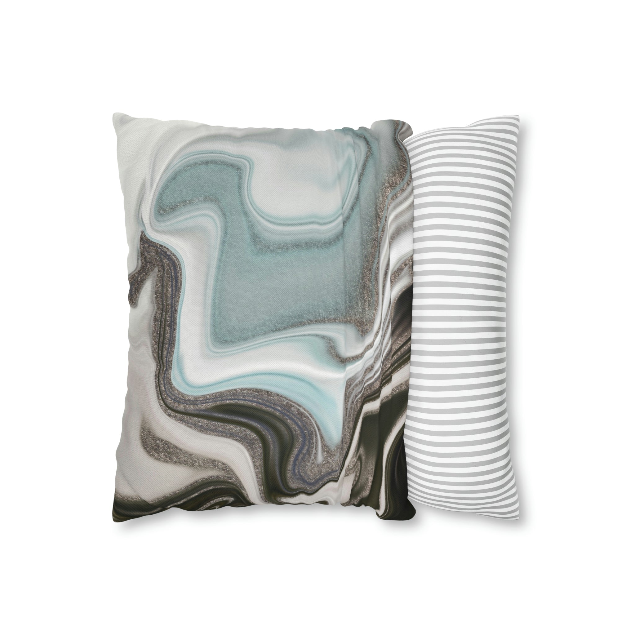 Abstract Boho Pillow Cover | Grey Mint Green | Watercolor