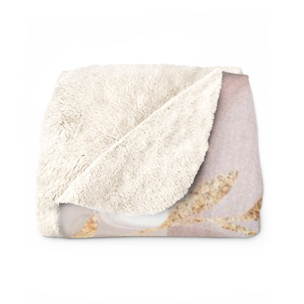 Floral Comfy Blanket | Beige Navy Gold Leaves