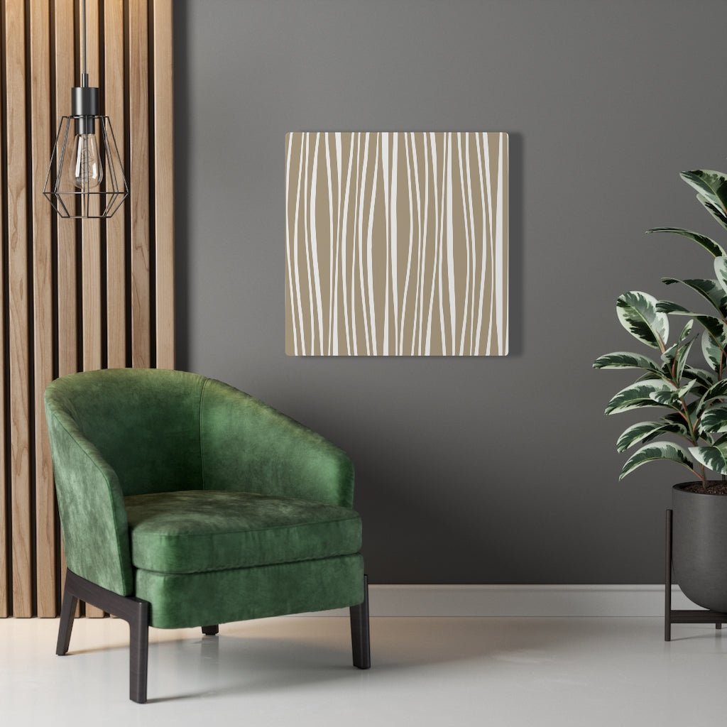 Abstract Canvas Art | Brown White Lines