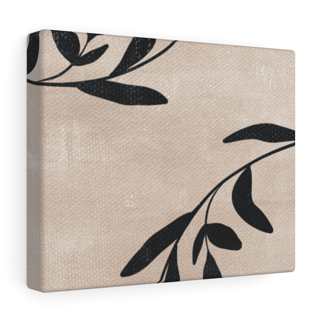 FLORAL CANVAS ART | Beige Black Leaves