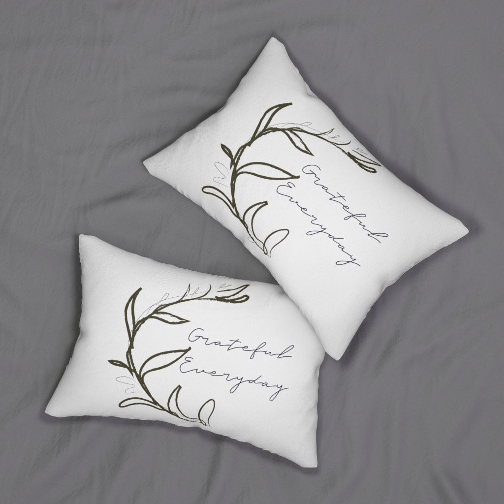 With Saying Lumbar Pillow | White | Grateful Everyday