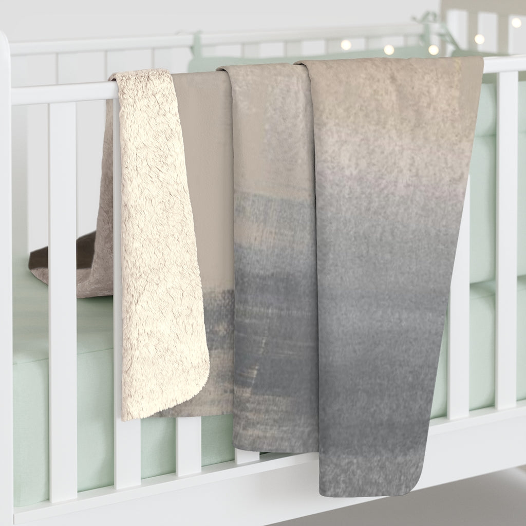 Abstract Comfy Blanket | Beige Grey Paint Strokes