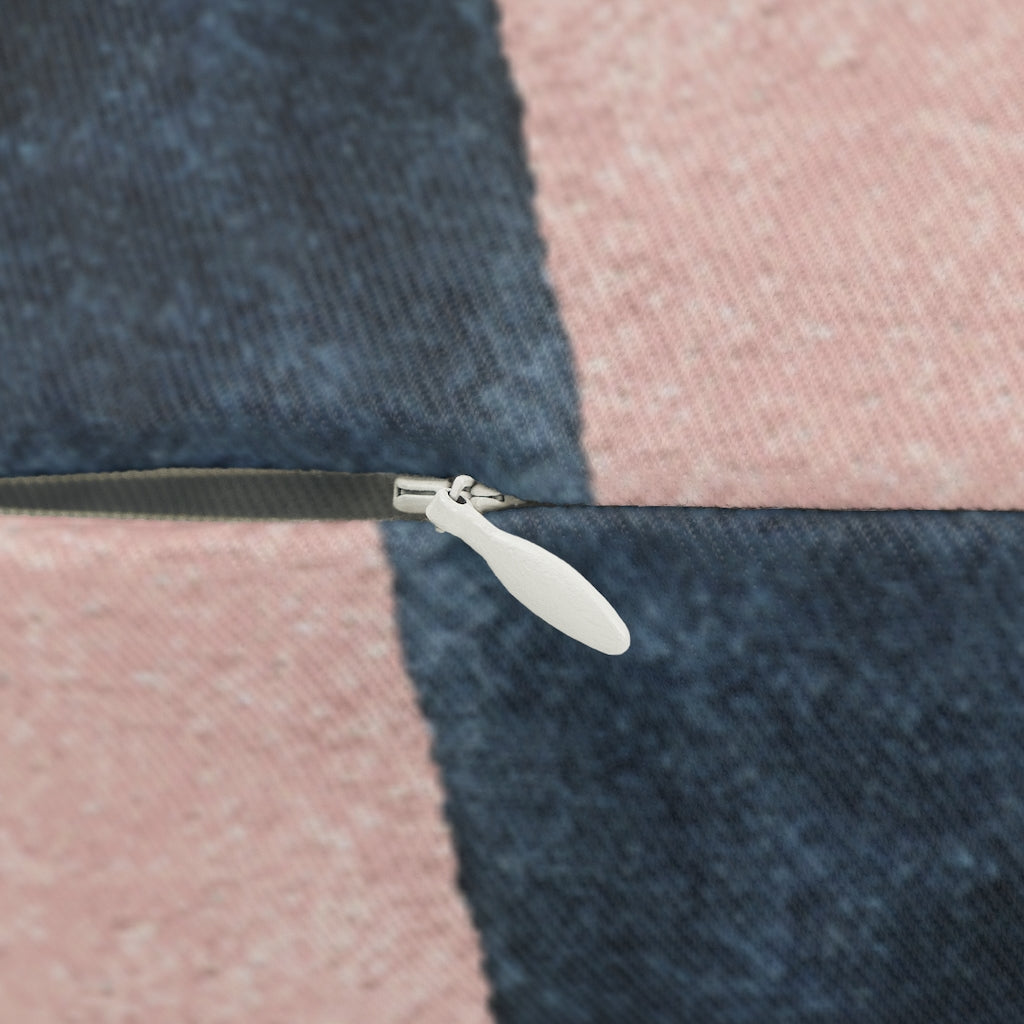 Abstract Boho Lumbar Pillow | Blush Pink Navy Blue