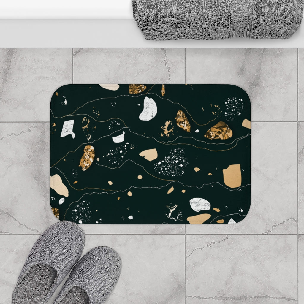 Boho Abstract, Kitchen Bath Mat | Gray Beige White