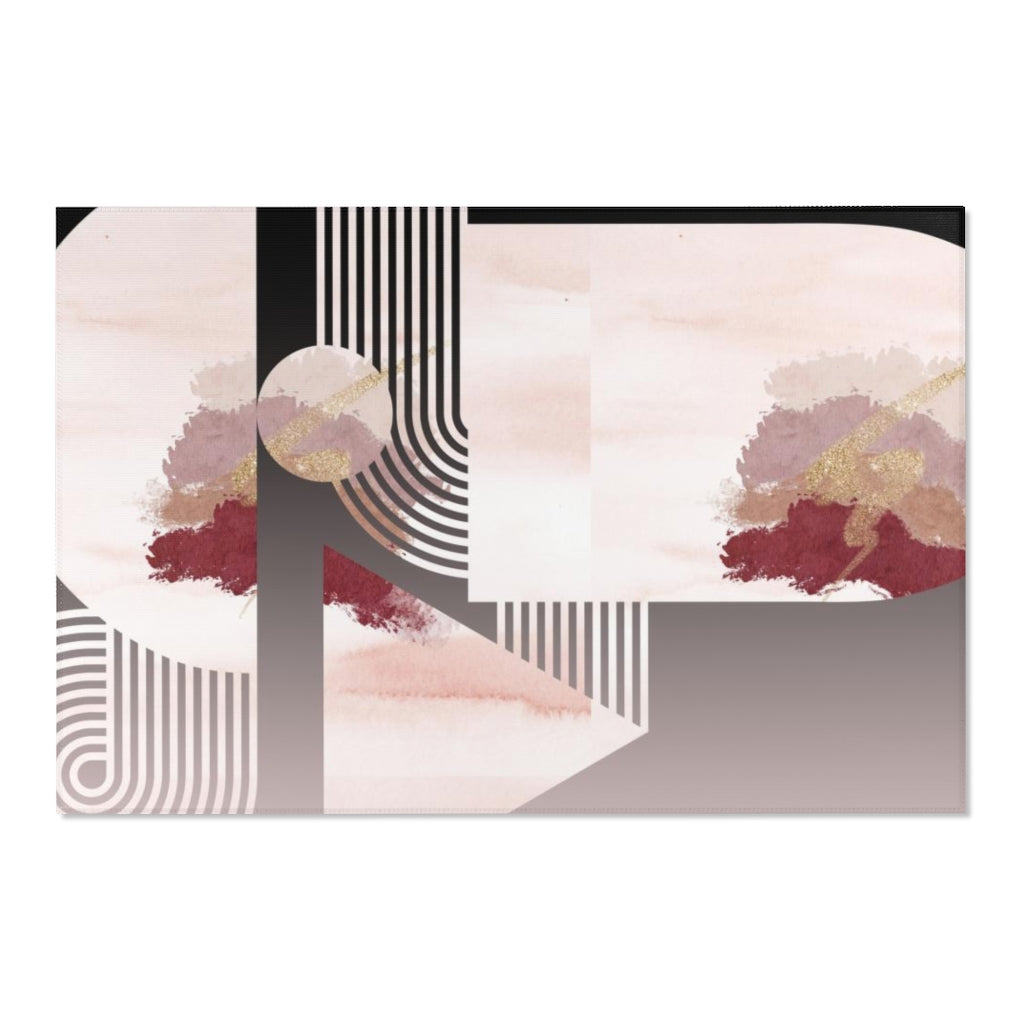 Geometric Area Rug | Black Blush Pink Shapes