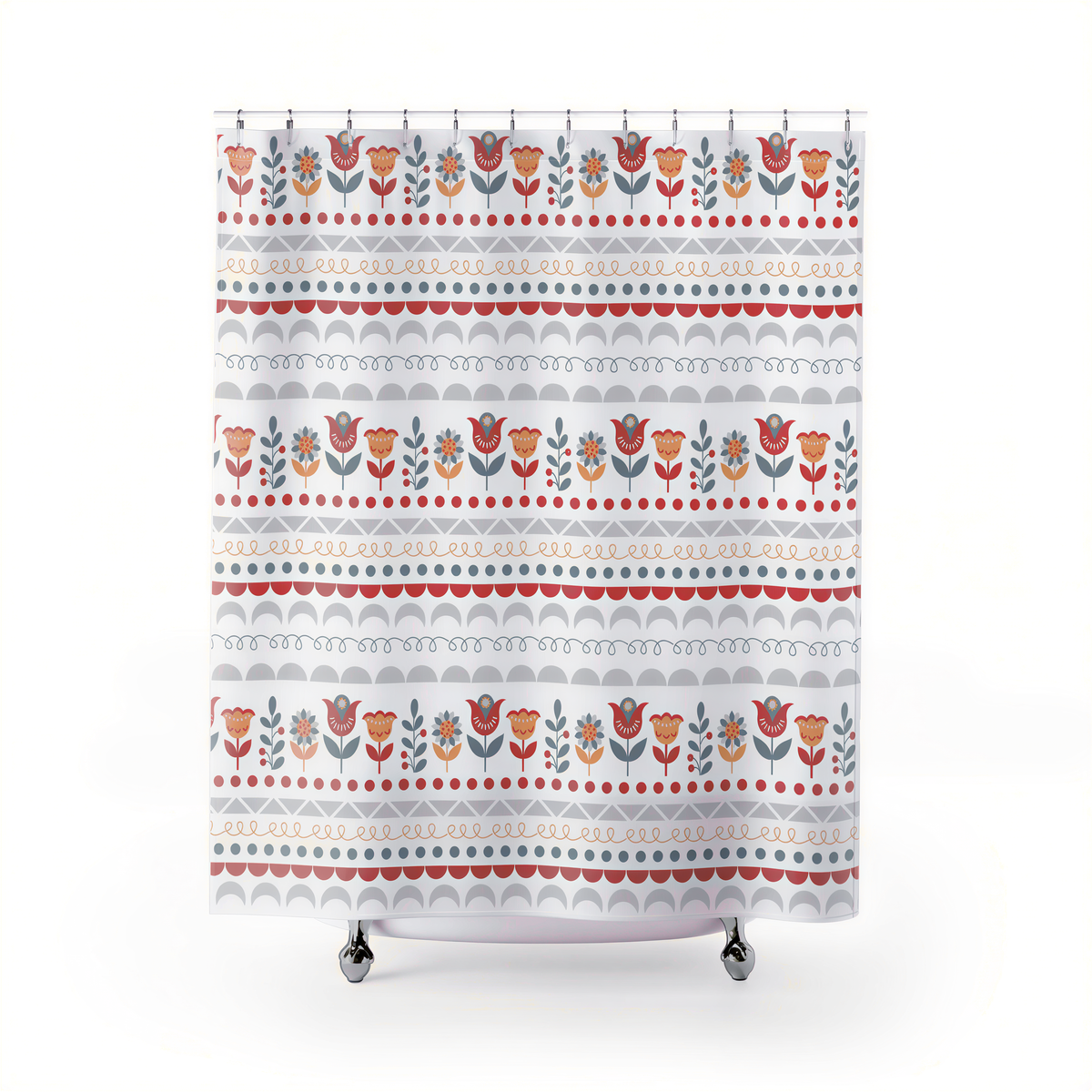 modern boho fabric shower curtain