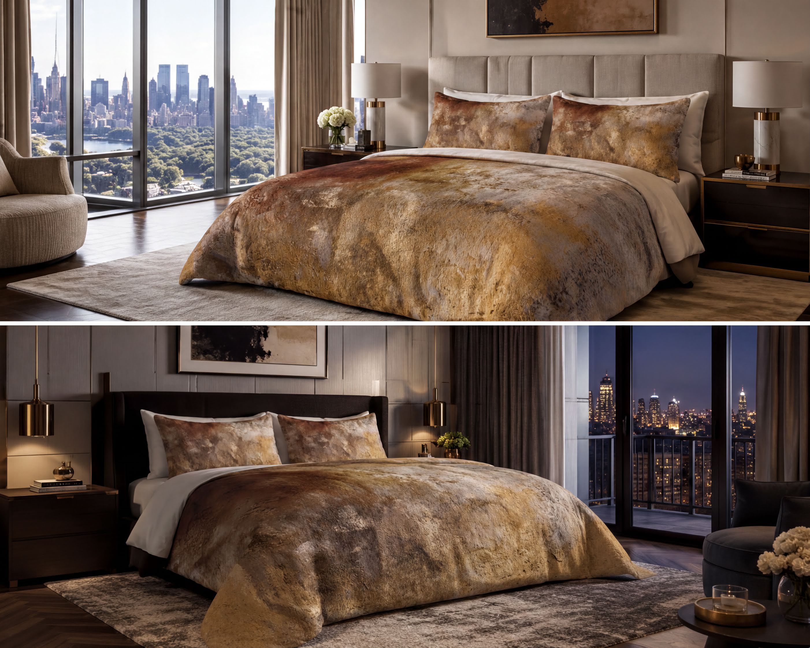 Farmhouse floral duvet and comforter set styled on a bed in a modern bedroom