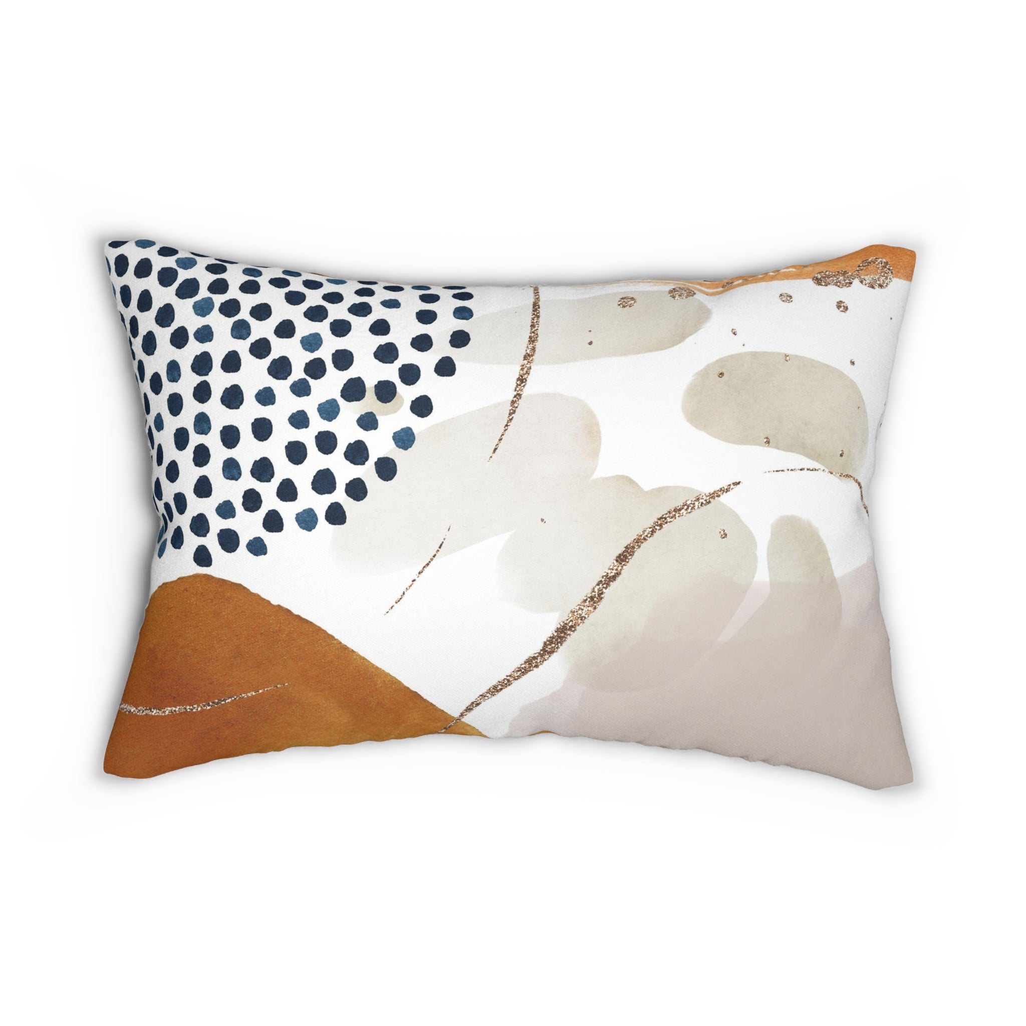 Abstract Lumbar Pillow | Navy Blue, Ivory Blush, Burnt Orange