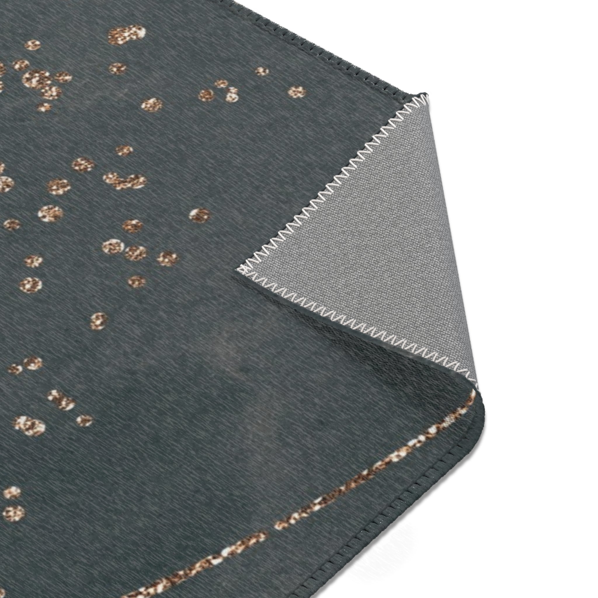 Abstract Boho Area Rug | Dark Grey, Muted Gold Beige Watercolor