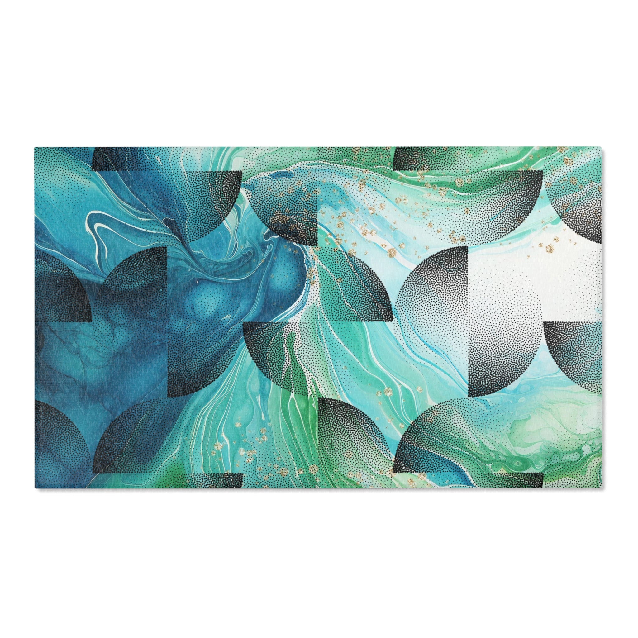 Abstract Colorful Area Rug | Blue Green, Black Rug