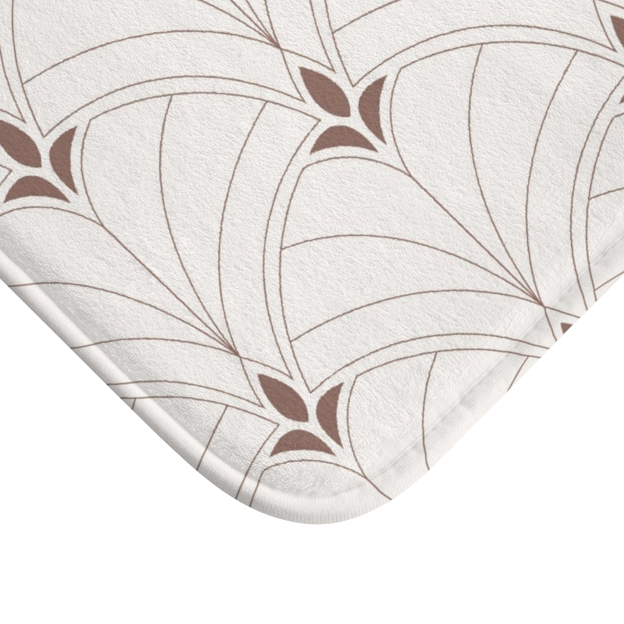 Boho Bath, Kitchen Mat |  Art Deco Nouveau Fan Beige Brown