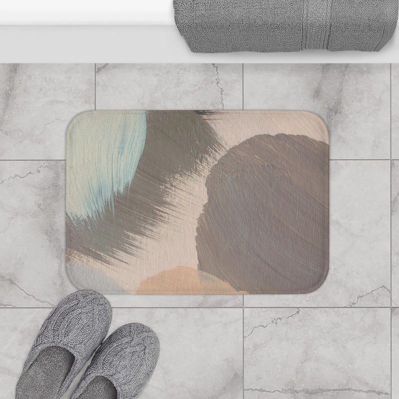 Abstract Bath Mat, Kitchen Mat | Taupe, Dusty Blush Beige