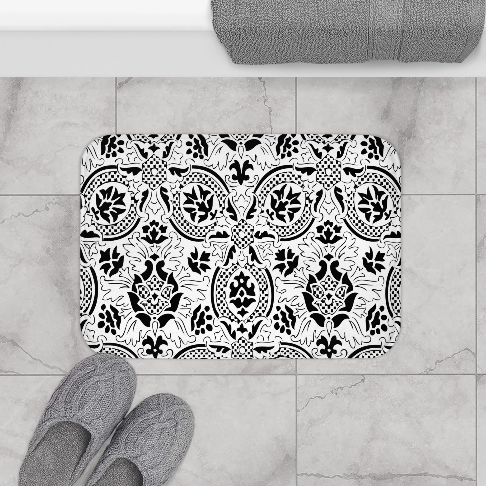 Bath, Kitchen Mat | Black White, Art Deco, Nouveau