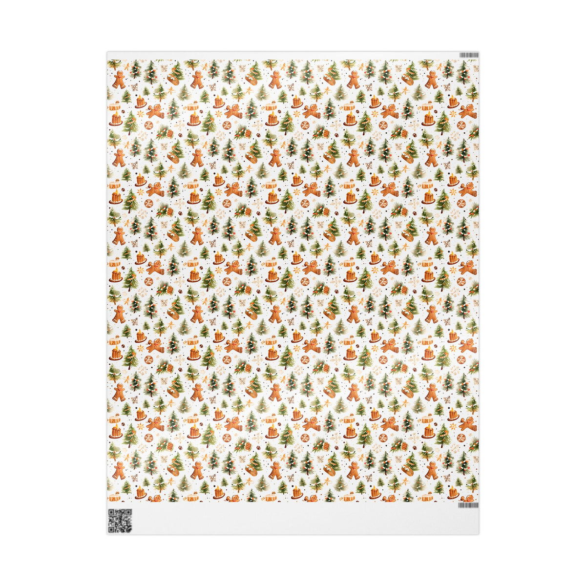 Gingerbread Man Snowy Tree Christmas Wrapping Paper, Gift Wrap