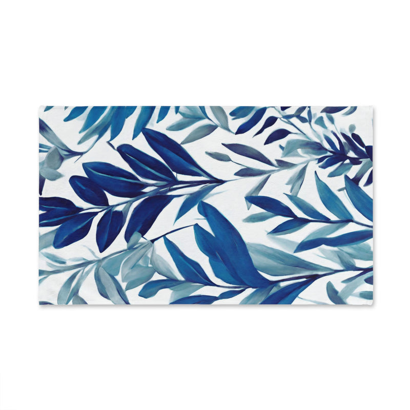 Kitchen, Bath Hand Towel | Floral Indigo Navy Teal Blue Leaves