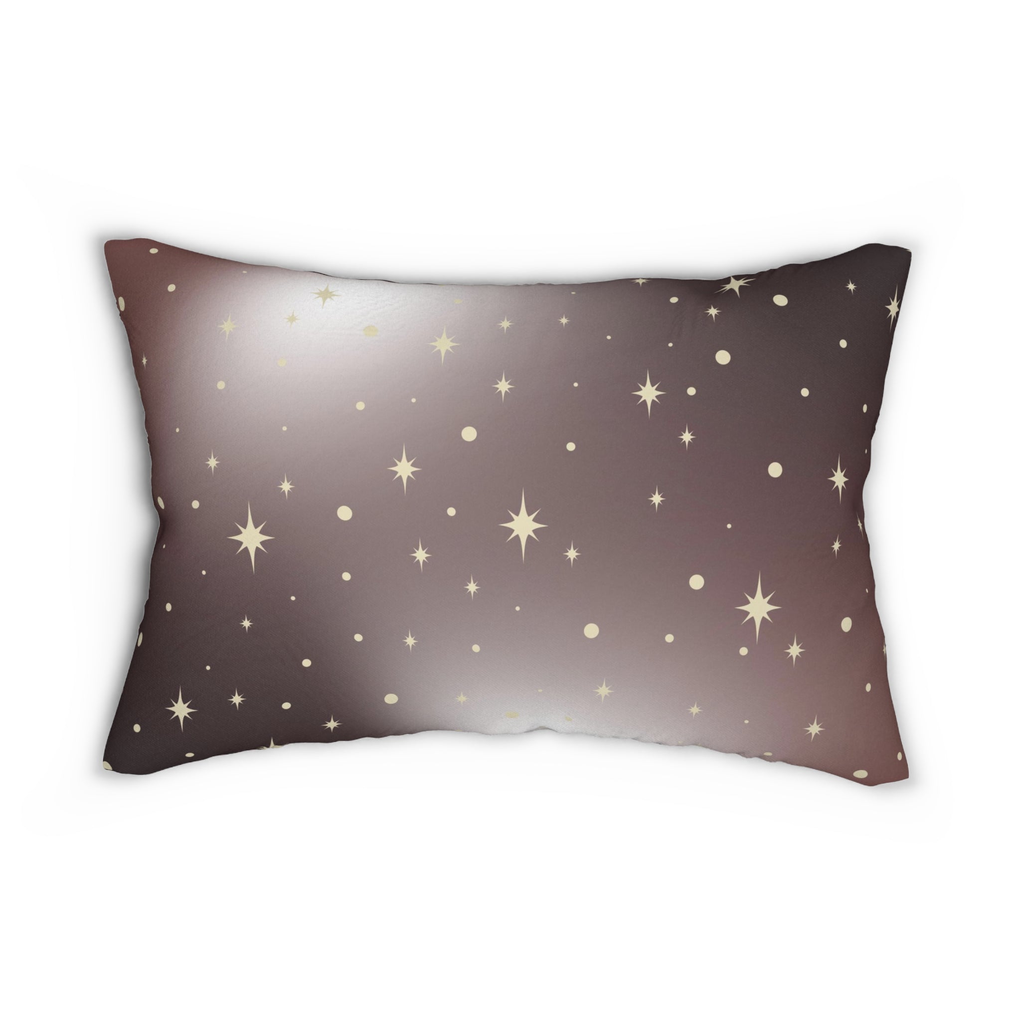 Abstract Lumbar Pillow | Brown White Ombre , Beige Boho Stars