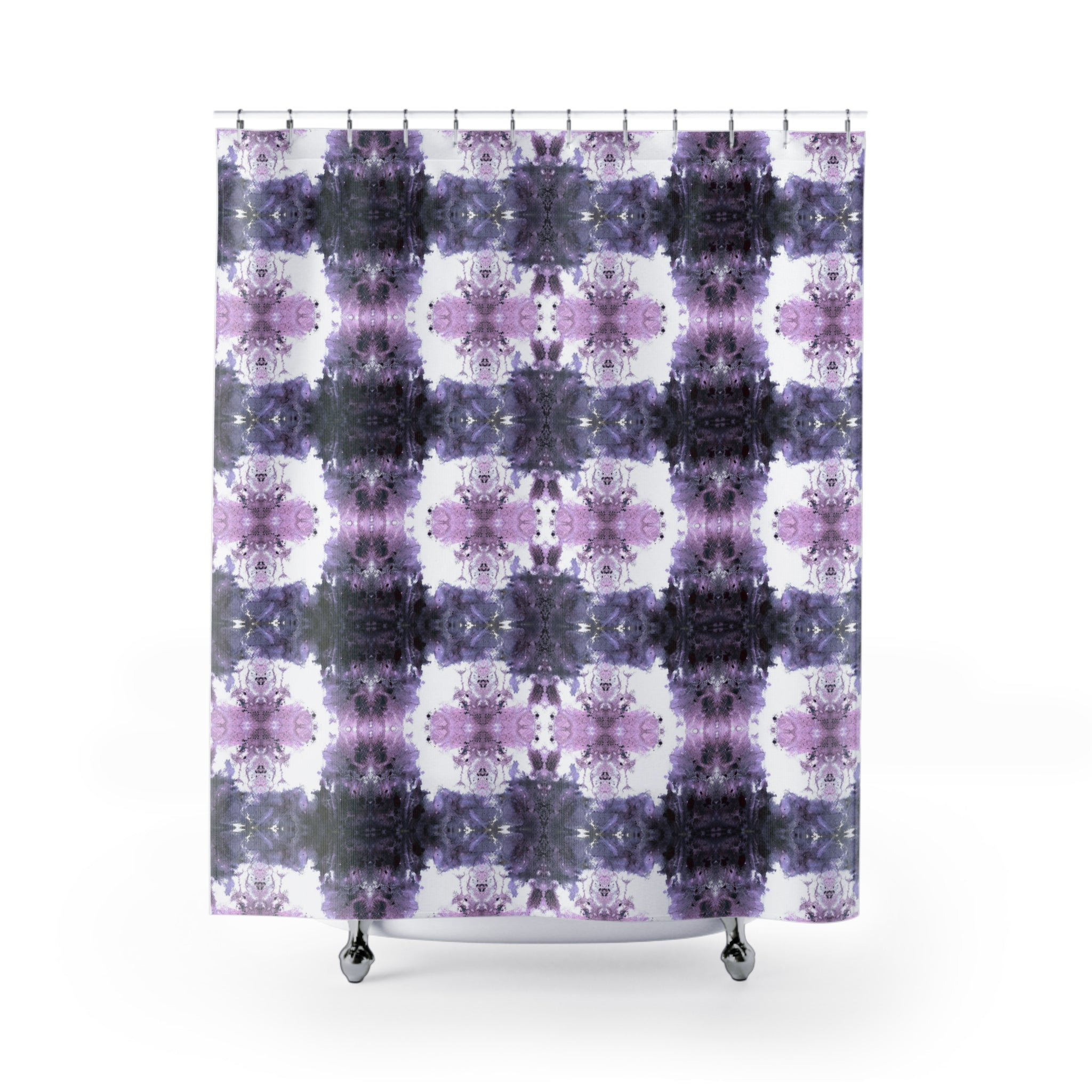 Boho Shower Curtain | Purple Lavender Moroccan Abstract Fabric Curtain