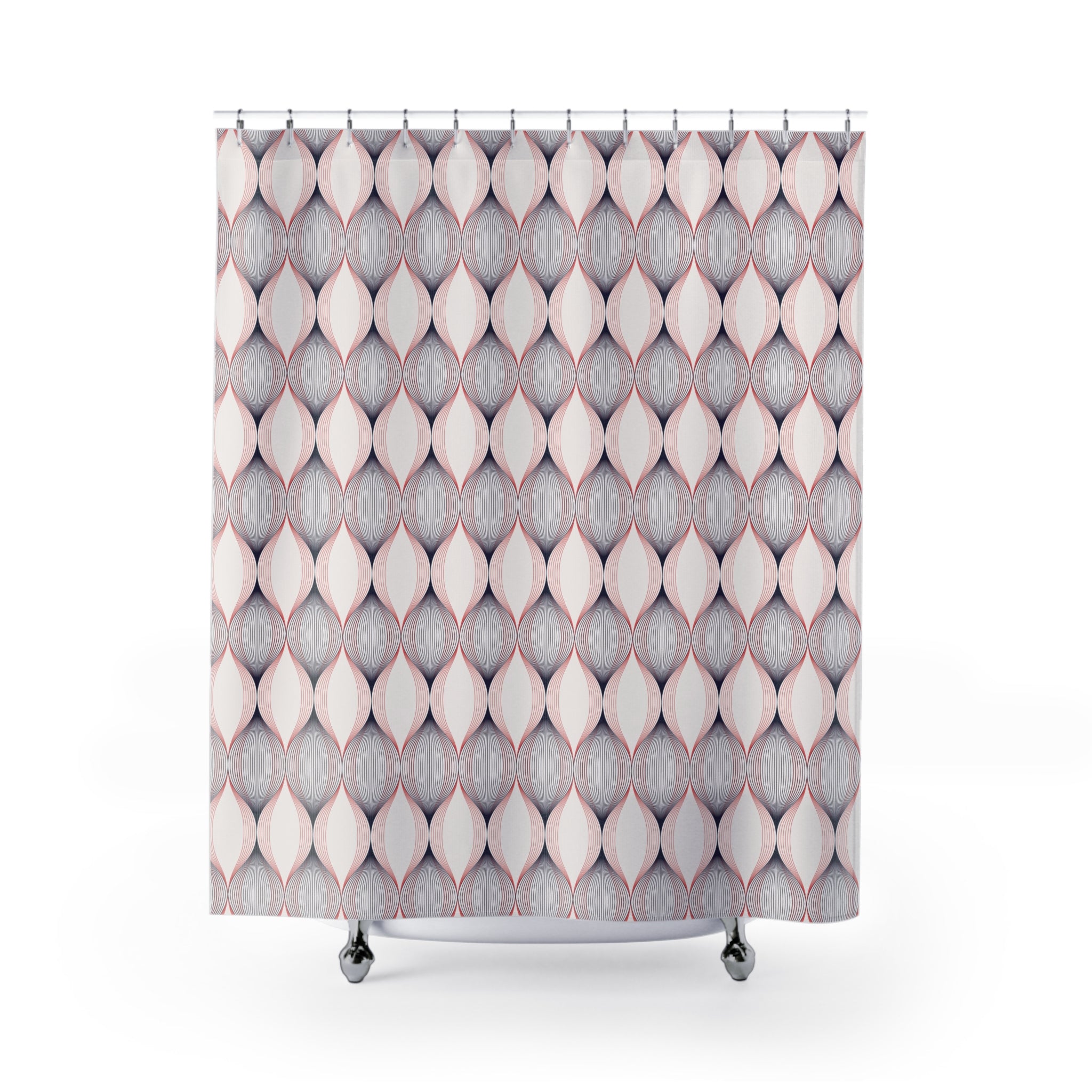 Black White Shower Curtain | Art Deco Nouveau, Red Geometric