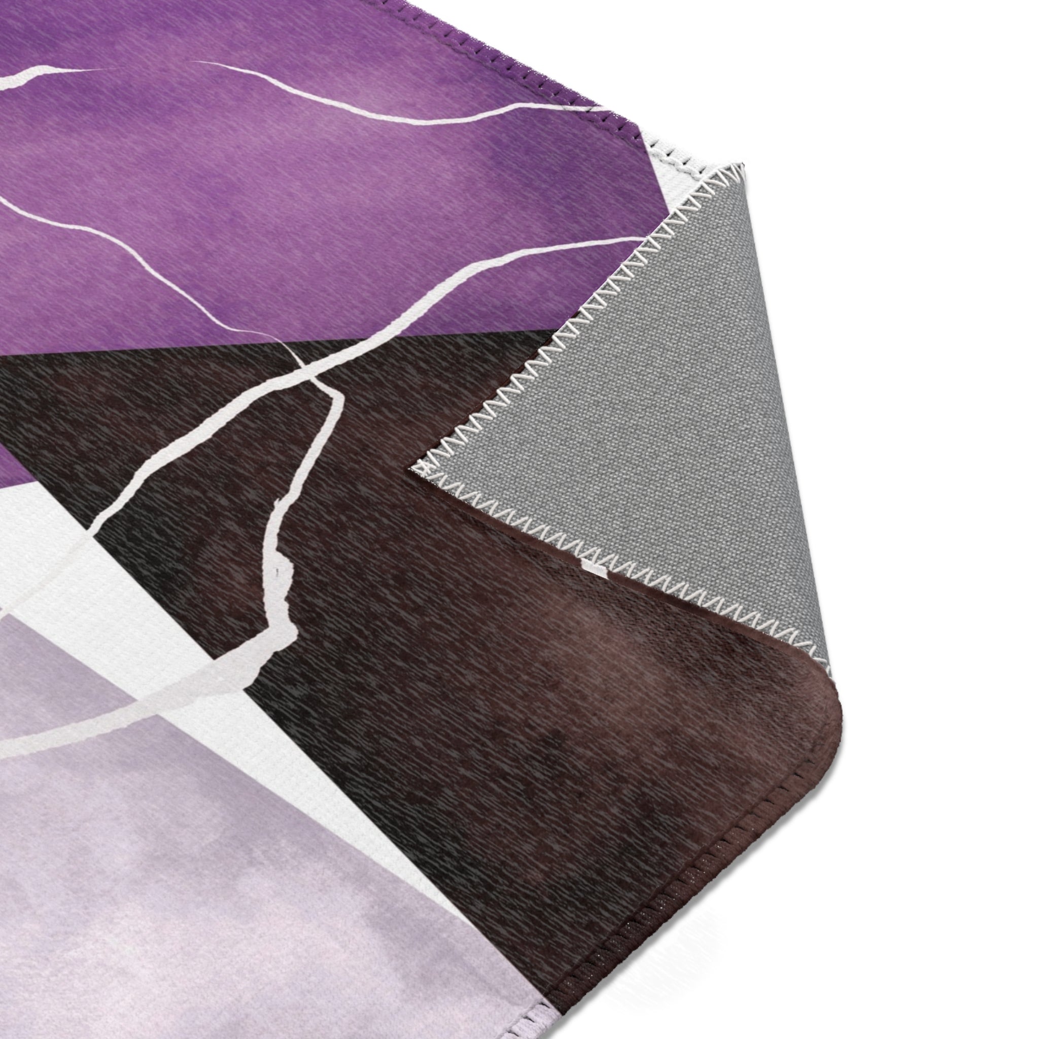 Abstract Area Rug | Geometric Watercolor, Brown Purple Lavender White