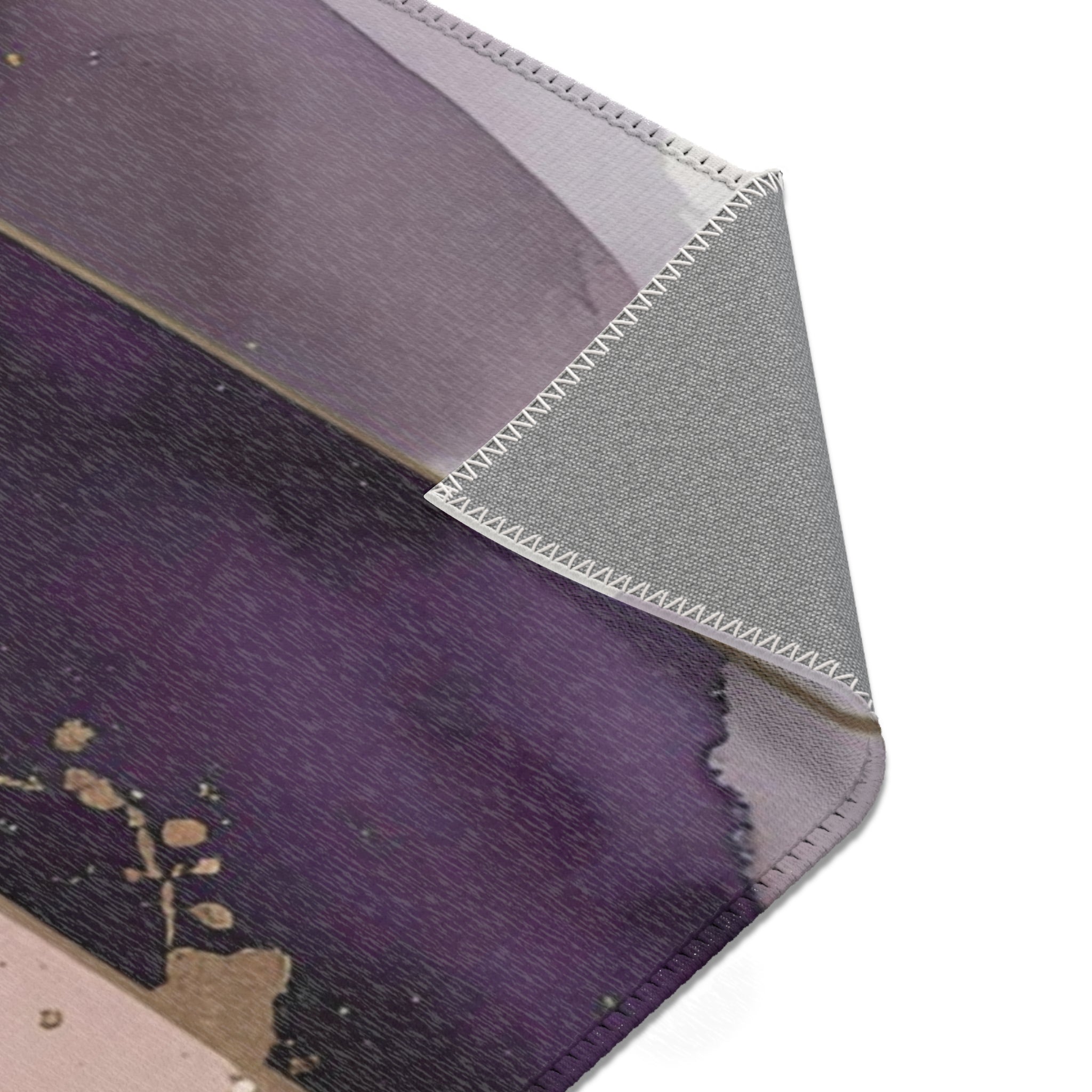 Abstract Area Rug | Geometric Purple Taupe Brown White Watercolor