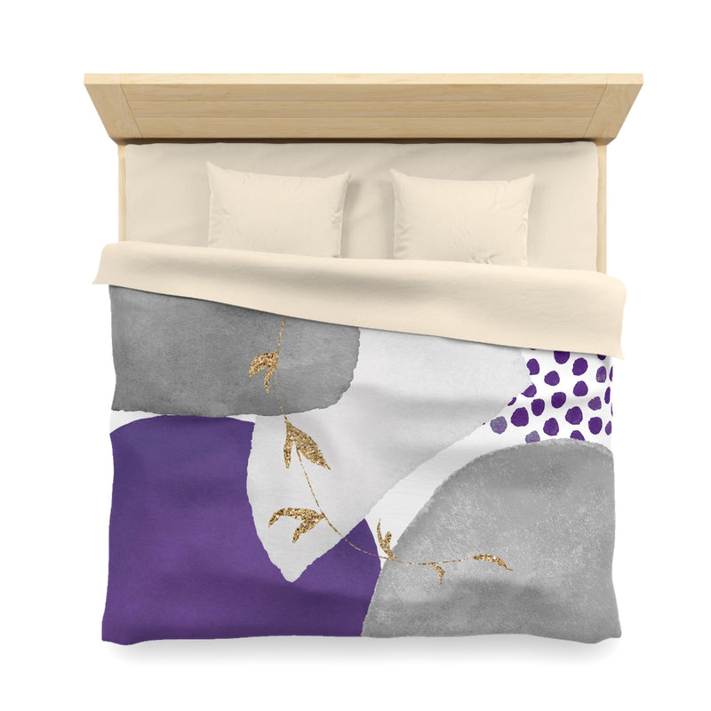 Boho Duvet Cover | Modern Grey, Lilac Lavender Purple Bathroom Decor