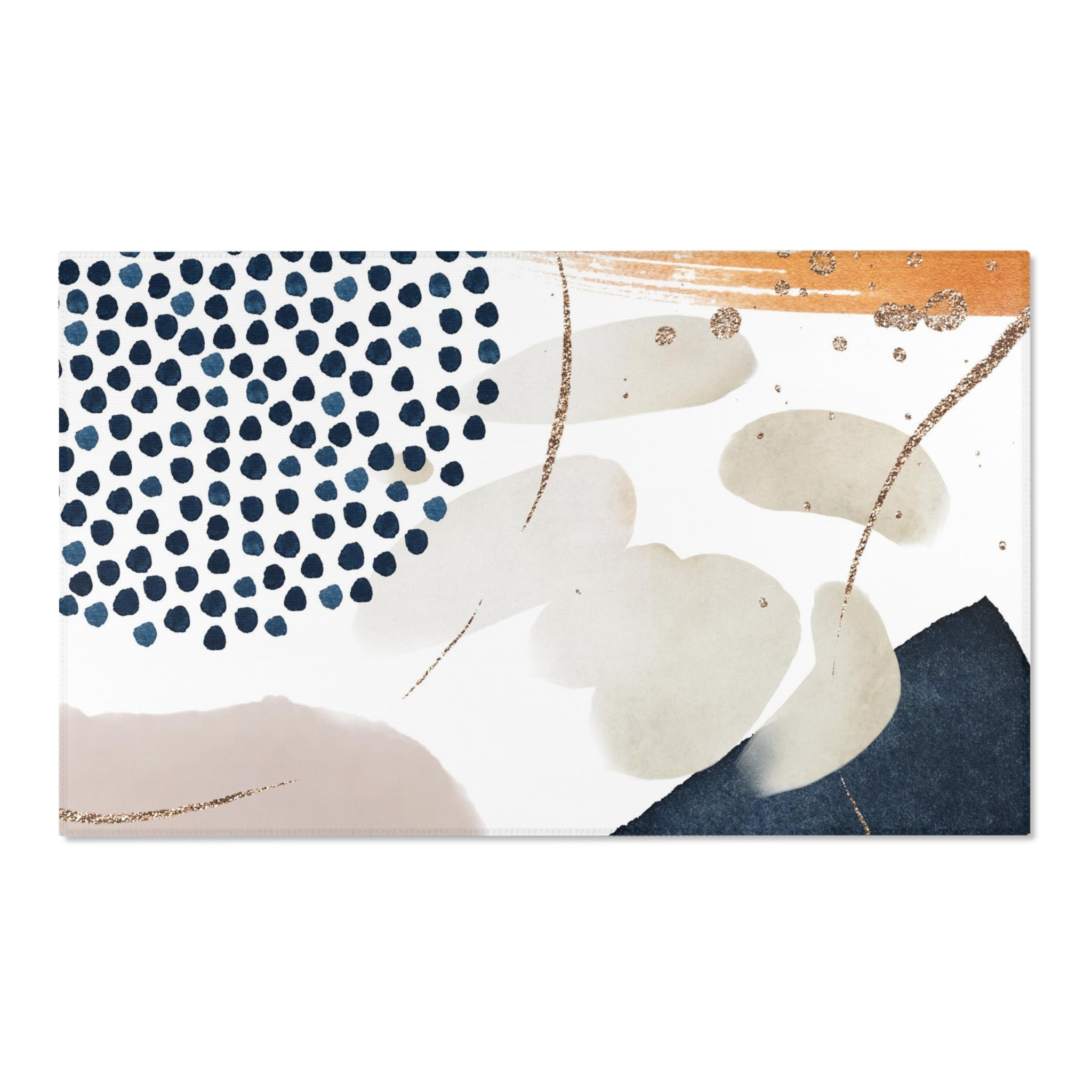 Abstract Boho Area Rug | Navy Blue, Blush Beige, Burnt Orange