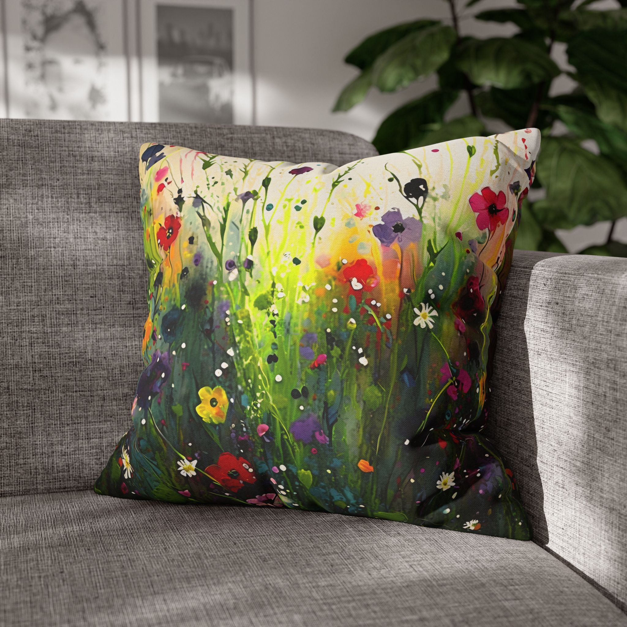 Wildflowers Pillow Cover | Green Forest Florals