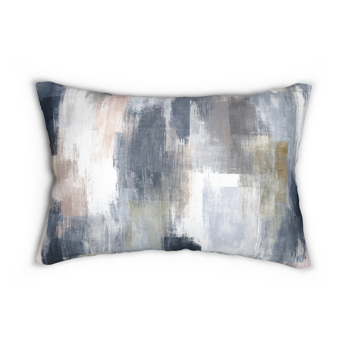 Navy Slate Blush Abstract Lumbar Pillow 14x20, Modern Accent Pillow