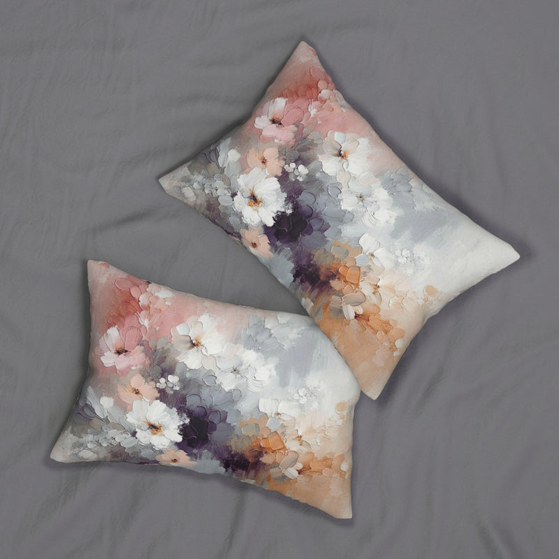 Wild Flowers Lumbar Pillow | White Pink, Blue