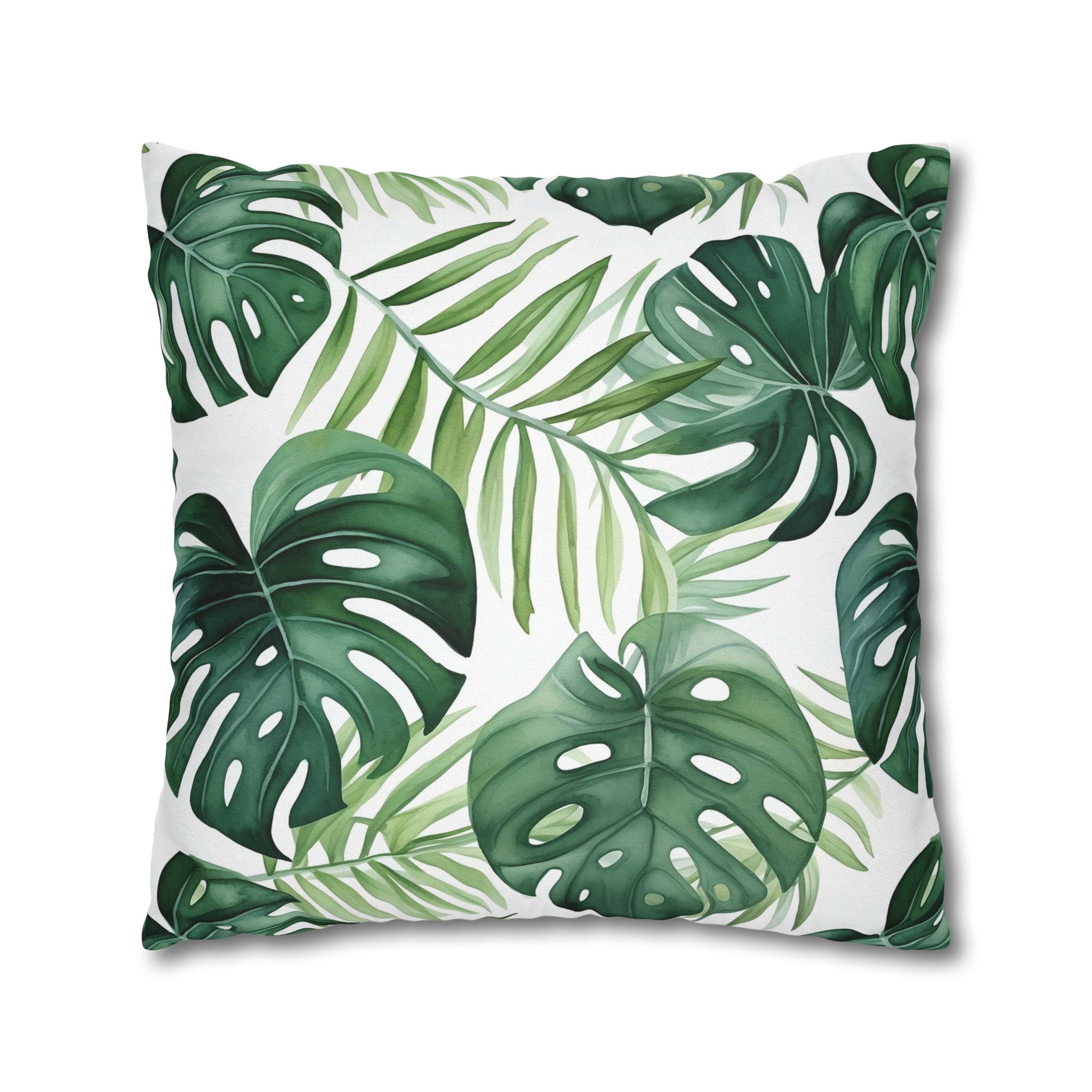 Green Monsteral Jungle Pillow Cover | Floral Pillowcase