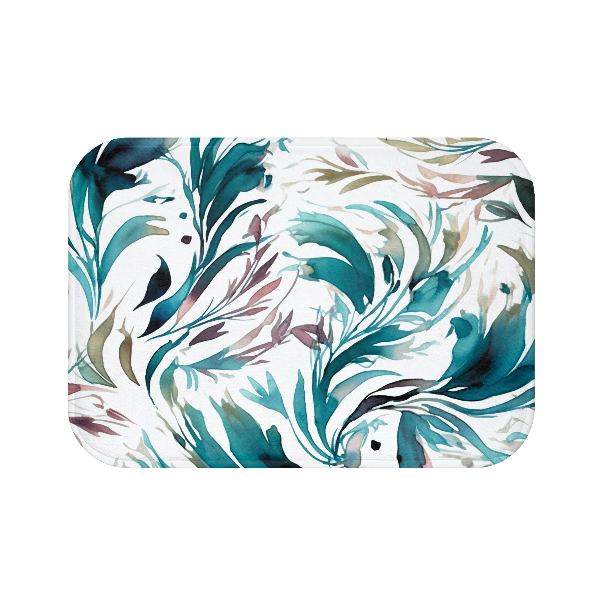 Abstract Bath, Kitchen Mat | Teal Green, White Colorful