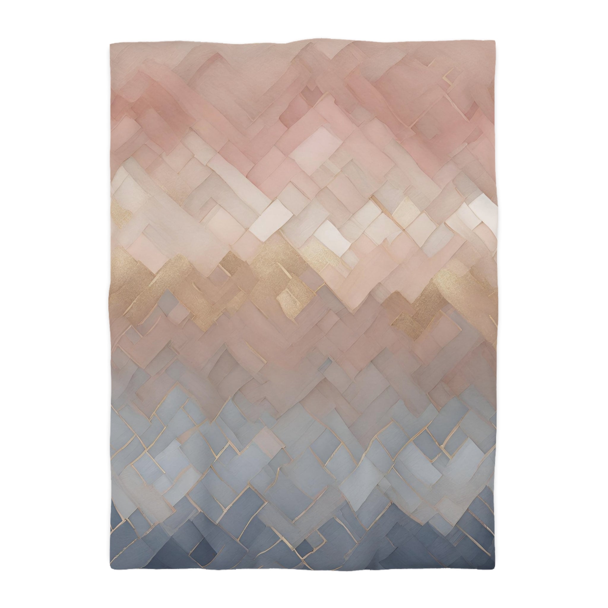 Abstract Duvet Pillow Cover Set | Pastel Blue, Blush Pink Ombre Geometric