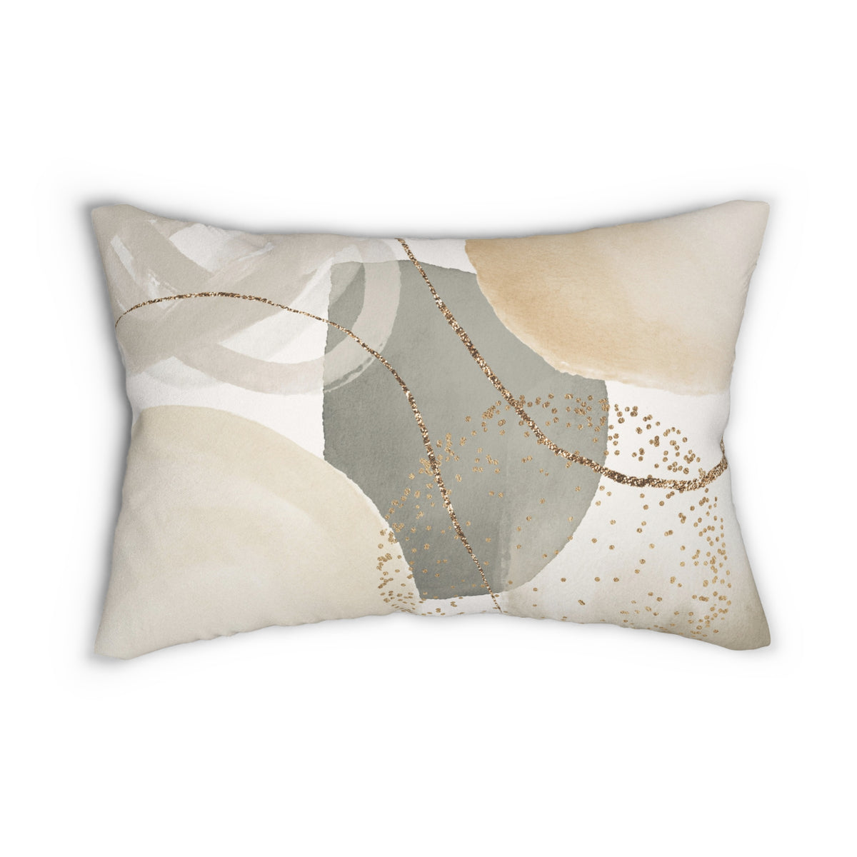 Sage Green and Beige Boho Abstract Lumbar Pillow