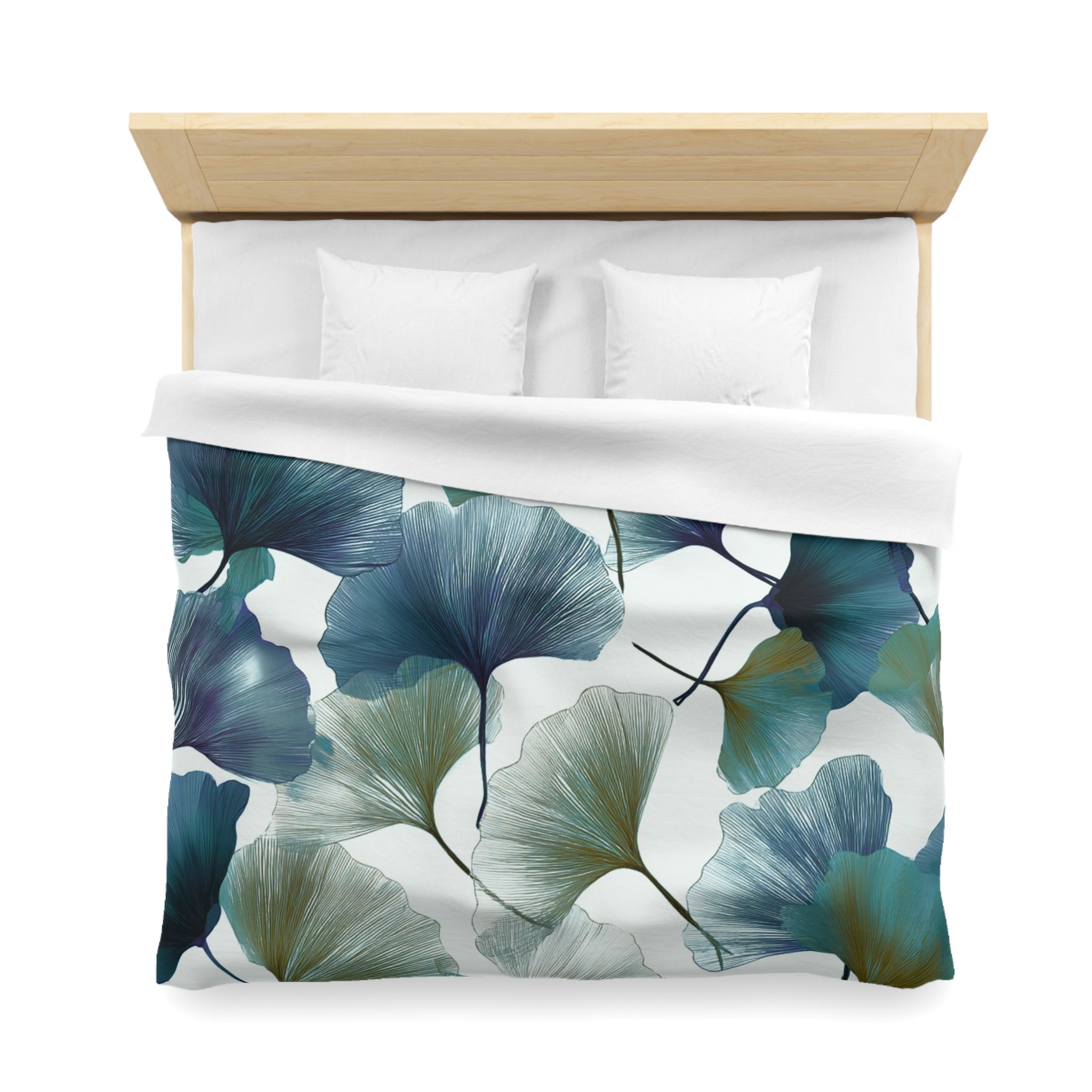 Floral Duvet, Pillow Cover | White Teal Bedroom Decor