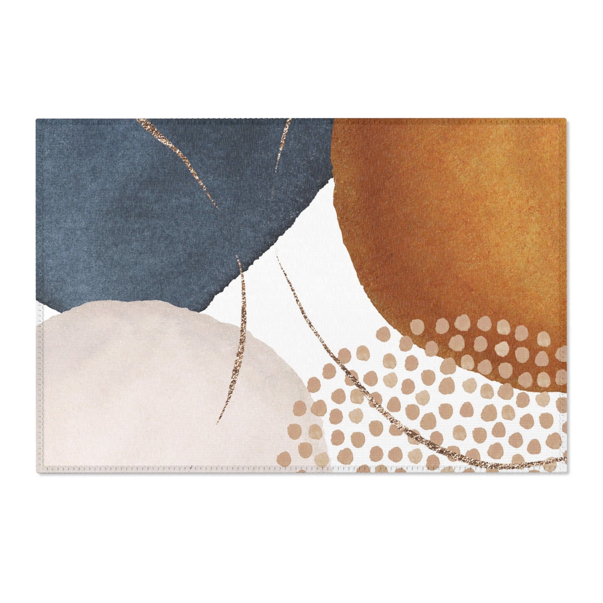 Abstract Area Rug | Watercolor Blue Burnt Orange, Beige