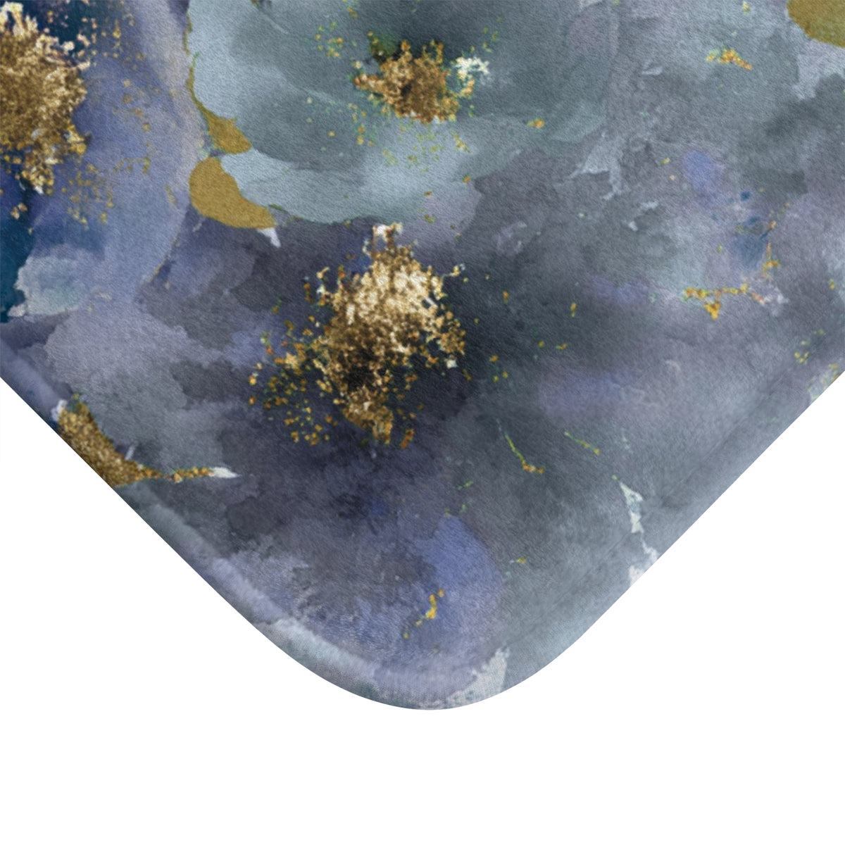 a close-up view of a marble-like surface with a blue and gold color scheme. The surface appears to be a textured or patterned material, possibly a mat or a decorative piece. The colors and textures create a visually appealing and intricate design.