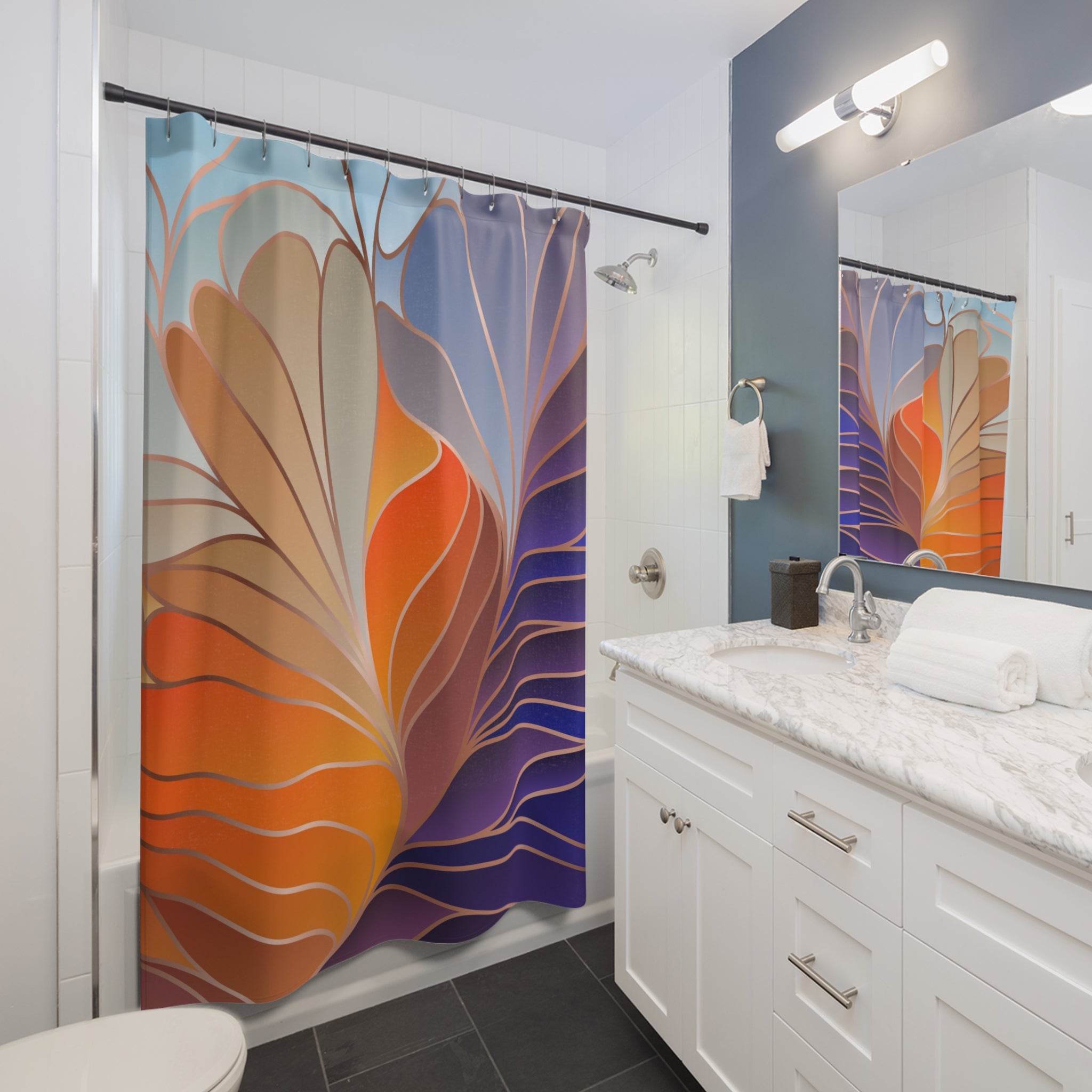 Art Nouveau Shower Curtain | Colorful Fabric Curtain