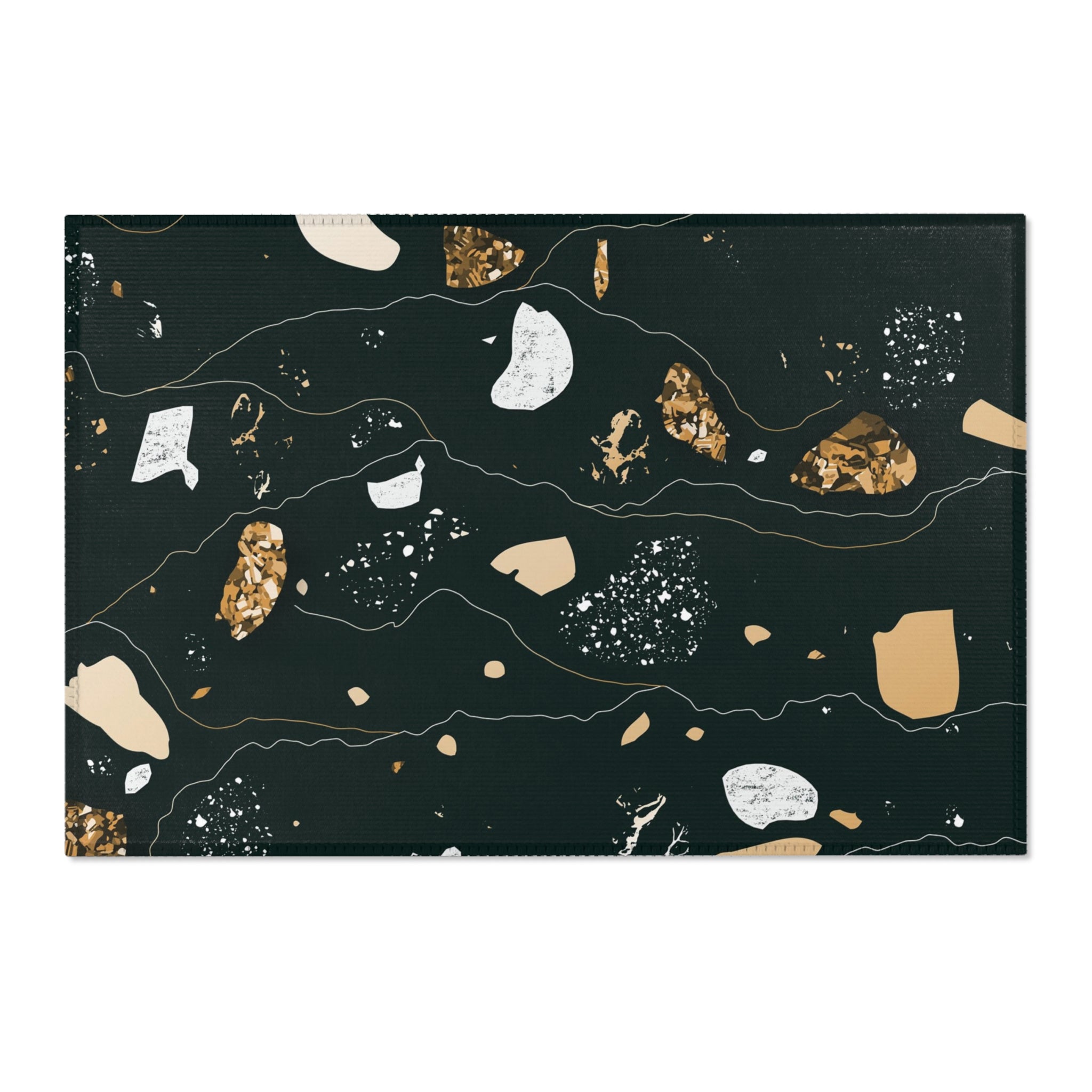 Abstract Area Rug | Black Beige