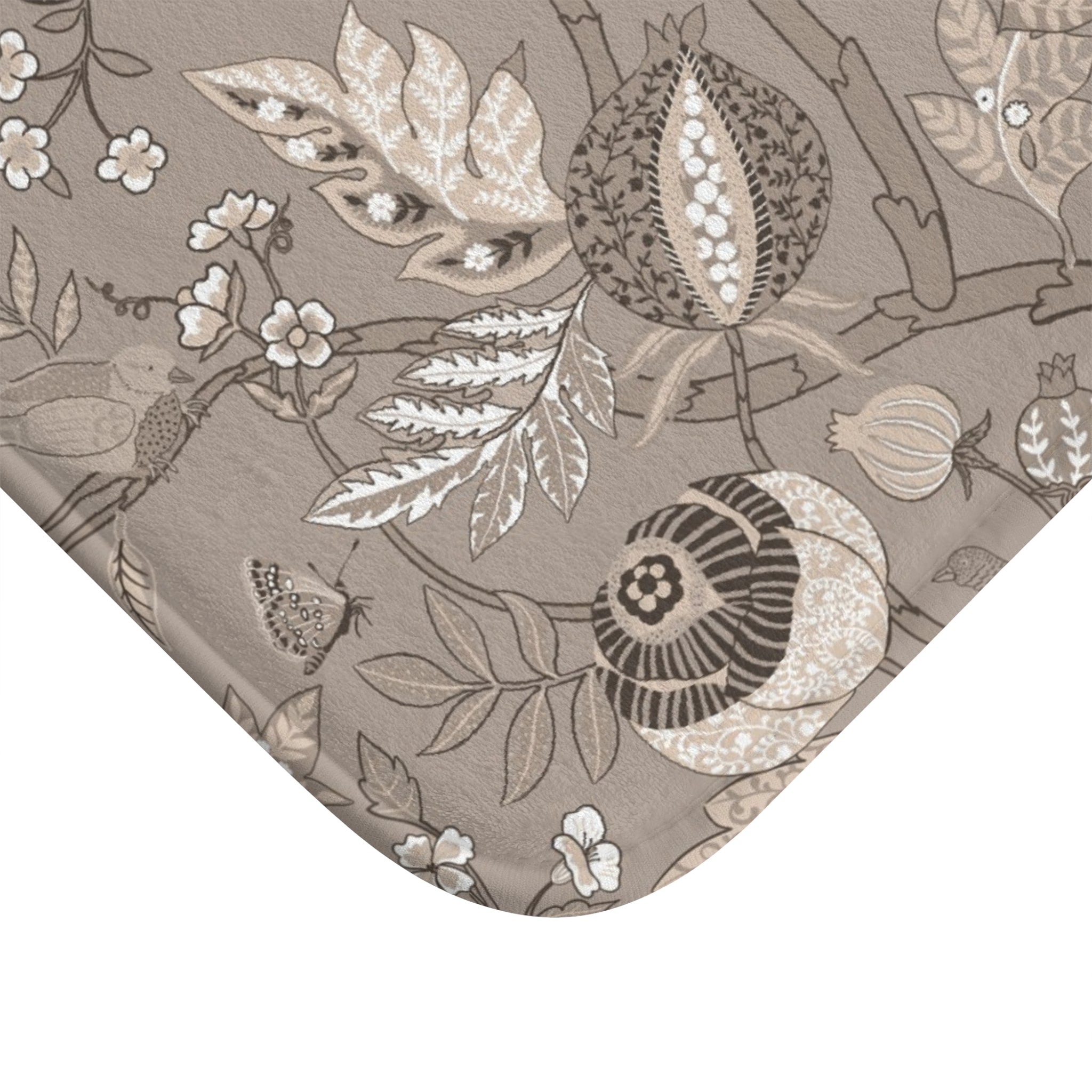 Floral Bath Mat | Beige Chinoiserie Kitchen Mat