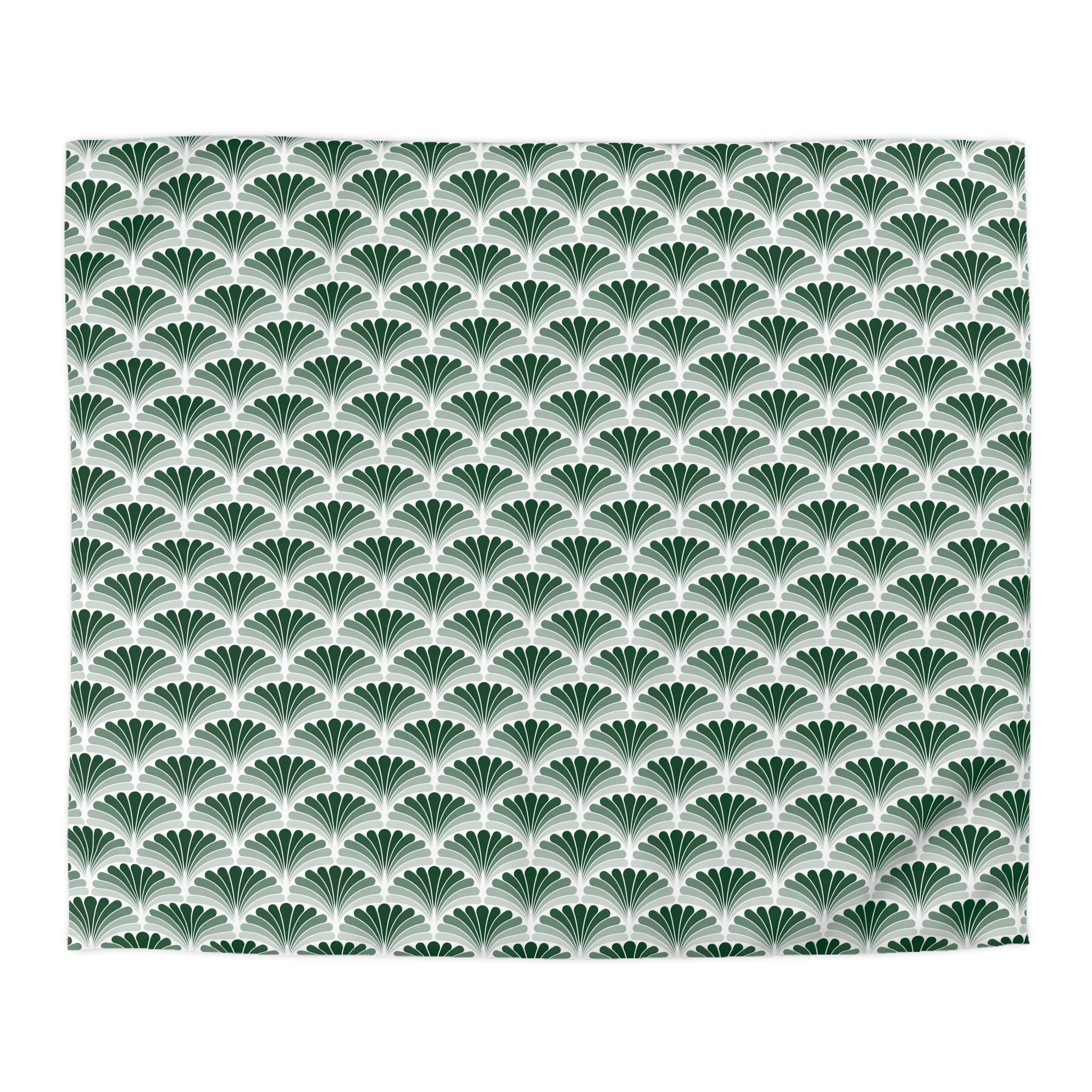 a repeating pattern of green and white leaves or flowers, creating a visually appealing and symmetrical design.