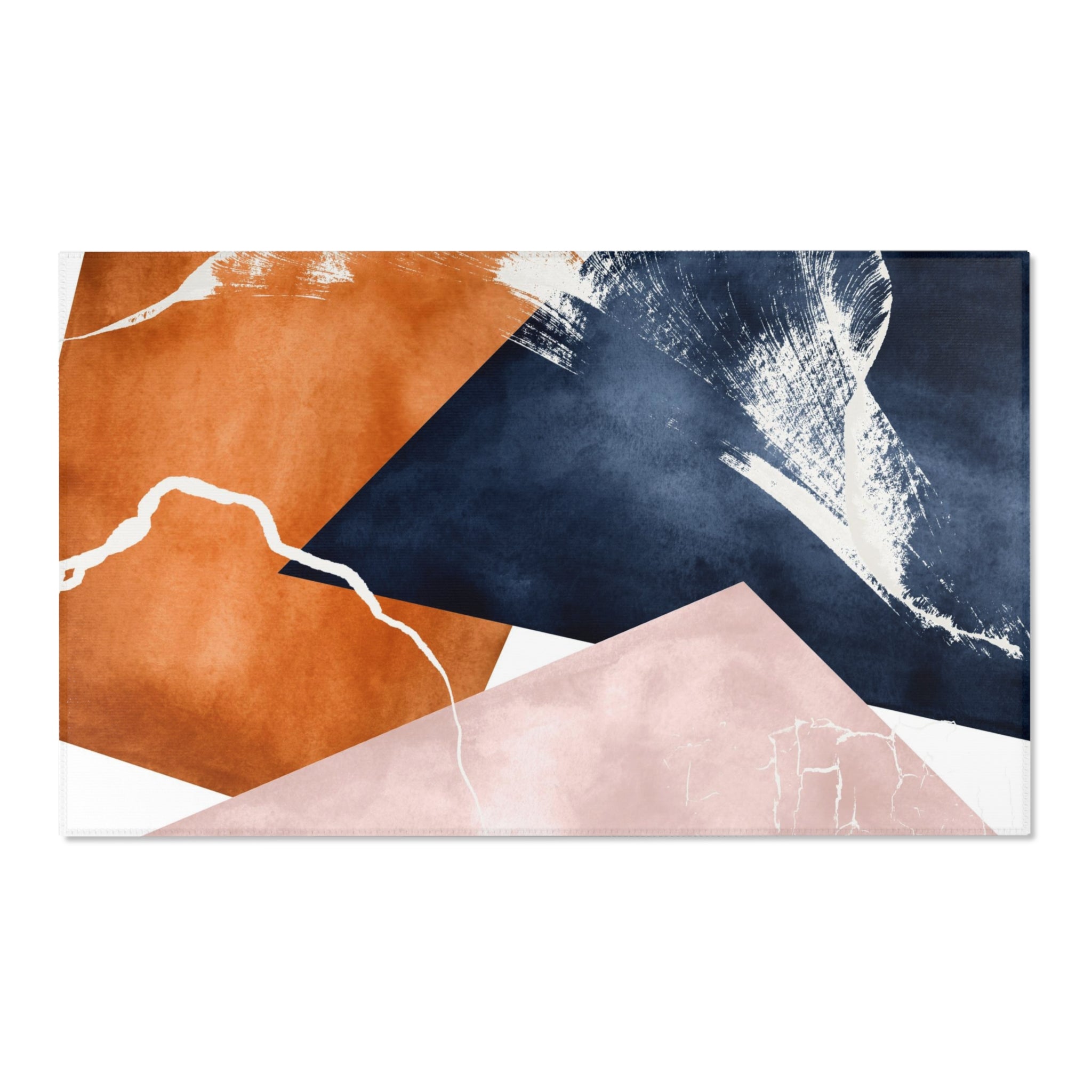 Abstract Boho Area Rug | Navy Blue, Dusty Pink, Burnt Orange