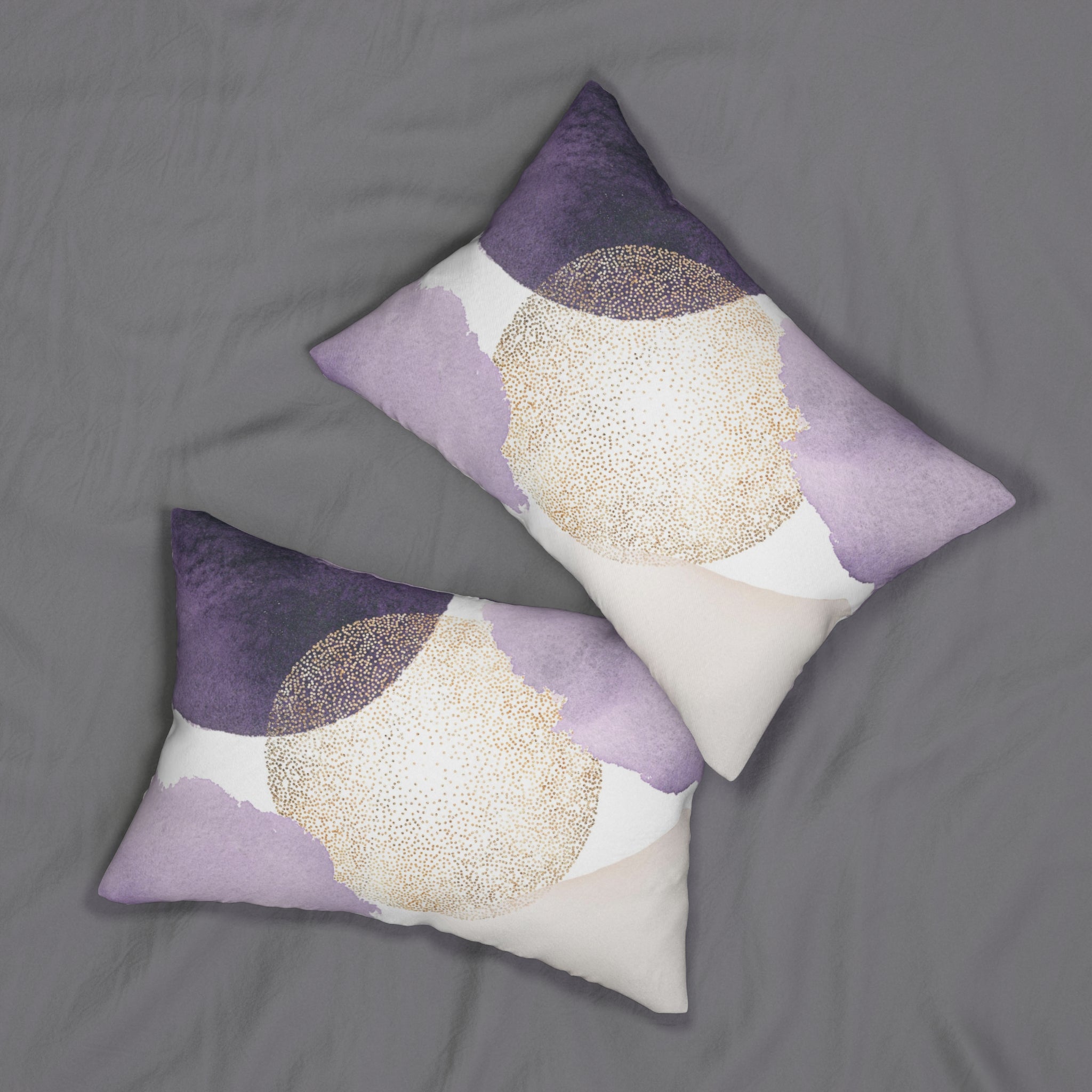 Abstract Lumbar Pillow | Lavender Purple Gold White