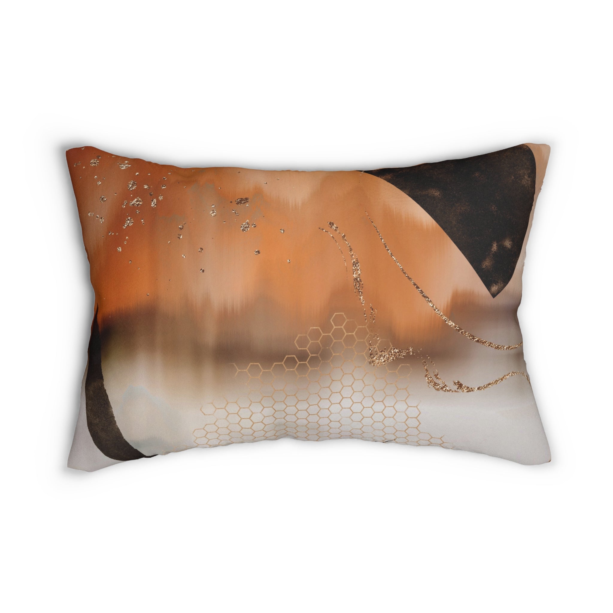 Orange Lumbar Pillow | Black Off White Taupe