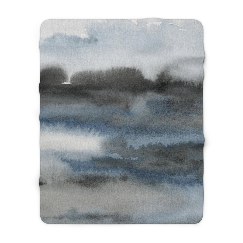 Cozy Comfy, Abstract Blanket | Navy Indigo Blue, Gray Black Ombre, Landscape